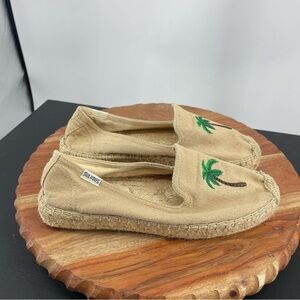 Soludos Palm Tree Espadrilles Smoking Slipper Sz 7 canvas tropical